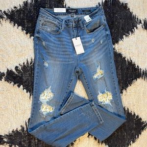 Judy Blue High Waisted Skinny Distressed Lemon Patch Jeans